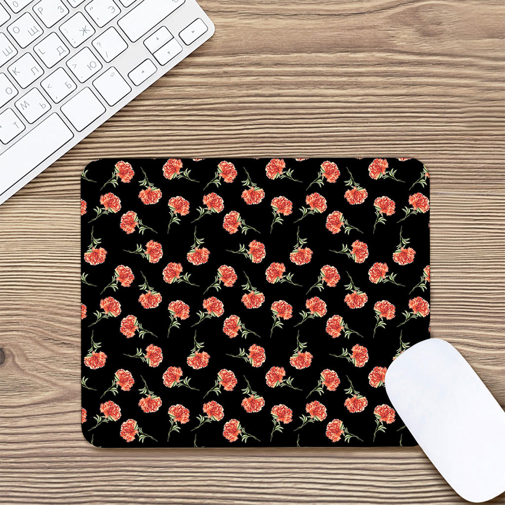 Watercolor Carnation Pattern Print Mouse Pad