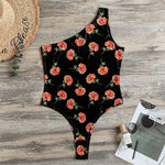 Watercolor Carnation Pattern Print One Shoulder Bodysuit