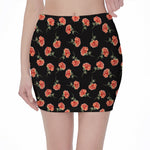 Watercolor Carnation Pattern Print Pencil Mini Skirt