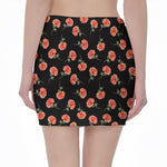 Watercolor Carnation Pattern Print Pencil Mini Skirt