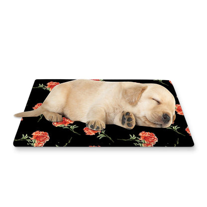 Watercolor Carnation Pattern Print Pet Cooling Mat Cover
