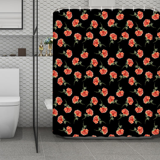 Watercolor Carnation Pattern Print Polyester Shower Curtain
