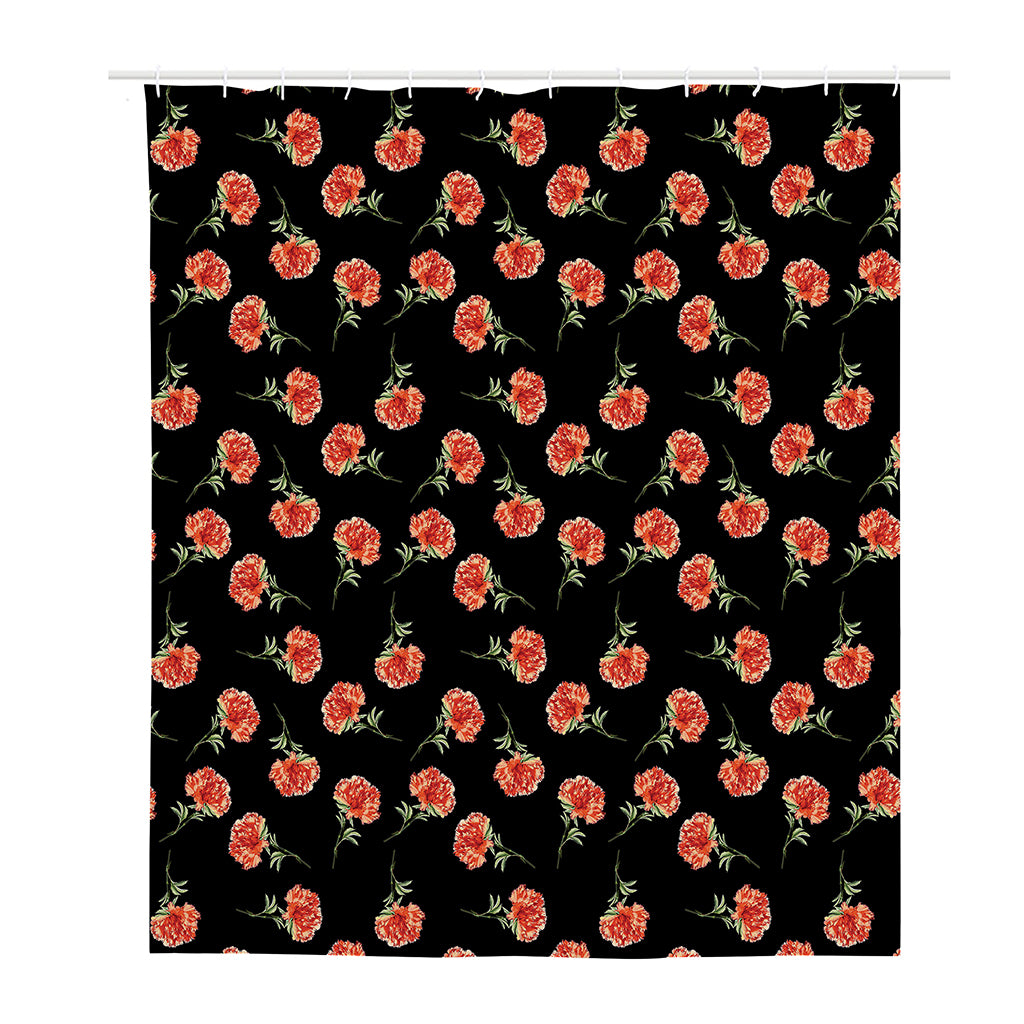Watercolor Carnation Pattern Print Polyester Shower Curtain