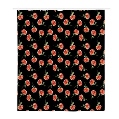 Watercolor Carnation Pattern Print Polyester Shower Curtain