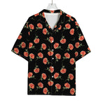 Watercolor Carnation Pattern Print Rayon Hawaiian Shirt