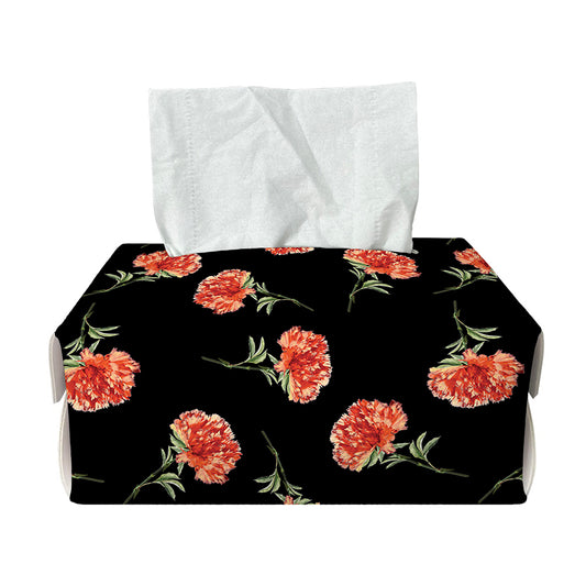 Watercolor Carnation Pattern Print Rectangle Tissue Box Cover