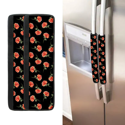 Watercolor Carnation Pattern Print Refrigerator Handle Covers