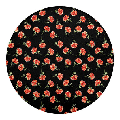 Watercolor Carnation Pattern Print Round Blanket