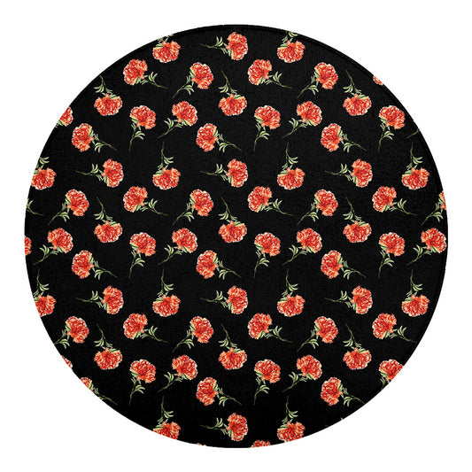 Watercolor Carnation Pattern Print Round Blanket