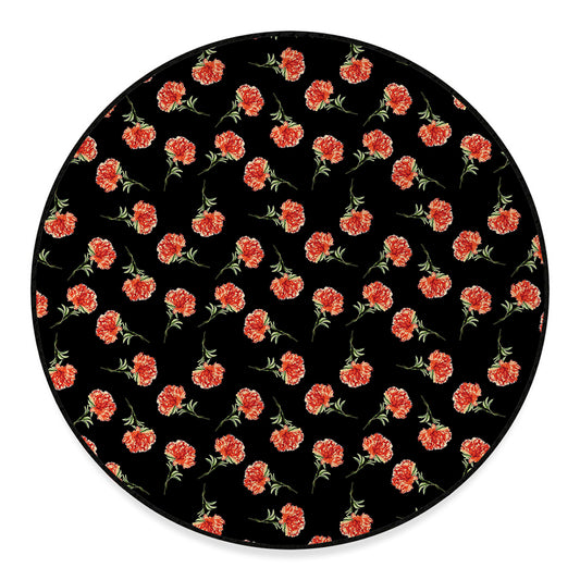 Watercolor Carnation Pattern Print Round Floor Mat