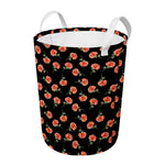 Watercolor Carnation Pattern Print Round Laundry Basket