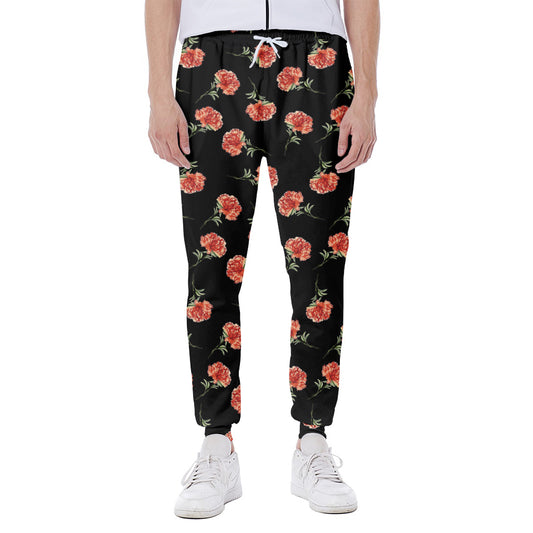 Watercolor Carnation Pattern Print Scuba Joggers