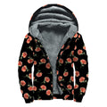 Watercolor Carnation Pattern Print Sherpa Lined Zip Up Hoodie