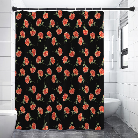 Watercolor Carnation Pattern Print Shower Curtain