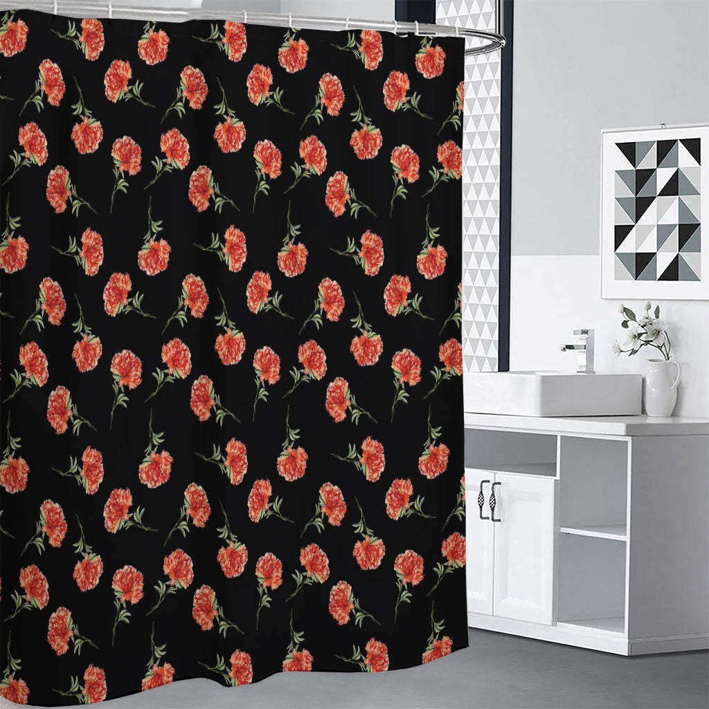 Watercolor Carnation Pattern Print Shower Curtain