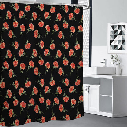 Watercolor Carnation Pattern Print Shower Curtain
