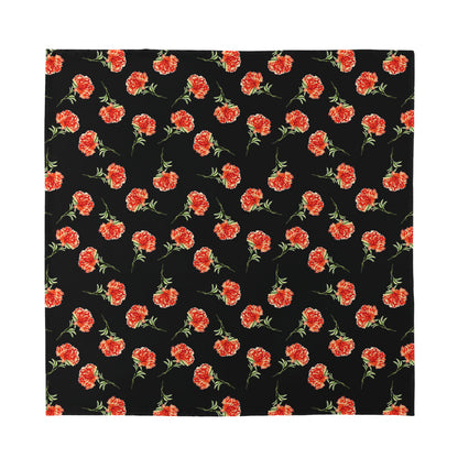 Watercolor Carnation Pattern Print Silk Bandana