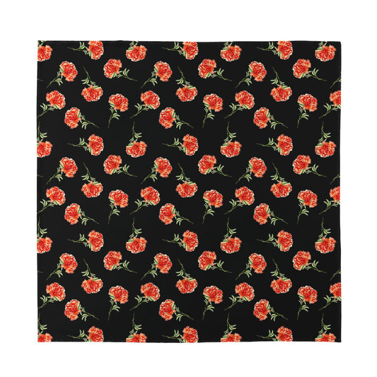 Watercolor Carnation Pattern Print Silk Bandana
