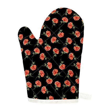 Watercolor Carnation Pattern Print Single Oven Mitt
