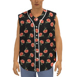 Watercolor Carnation Pattern Print Sleeveless Baseball Jersey