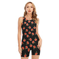 Watercolor Carnation Pattern Print Sleeveless One Piece Swimsuit