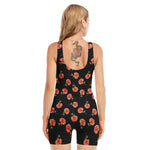 Watercolor Carnation Pattern Print Sleeveless One Piece Swimsuit