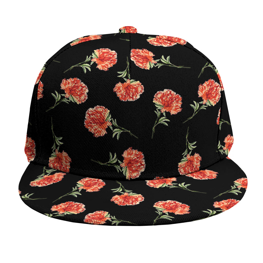 Watercolor Carnation Pattern Print Snapback Cap