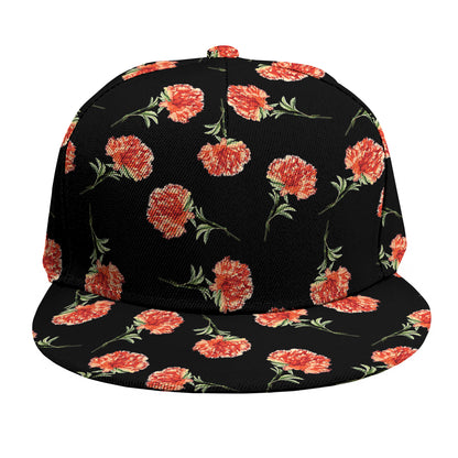 Watercolor Carnation Pattern Print Snapback Cap