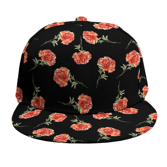 Watercolor Carnation Pattern Print Snapback Cap
