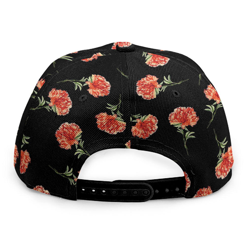 Watercolor Carnation Pattern Print Snapback Cap