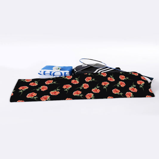 Watercolor Carnation Pattern Print Sports Towel