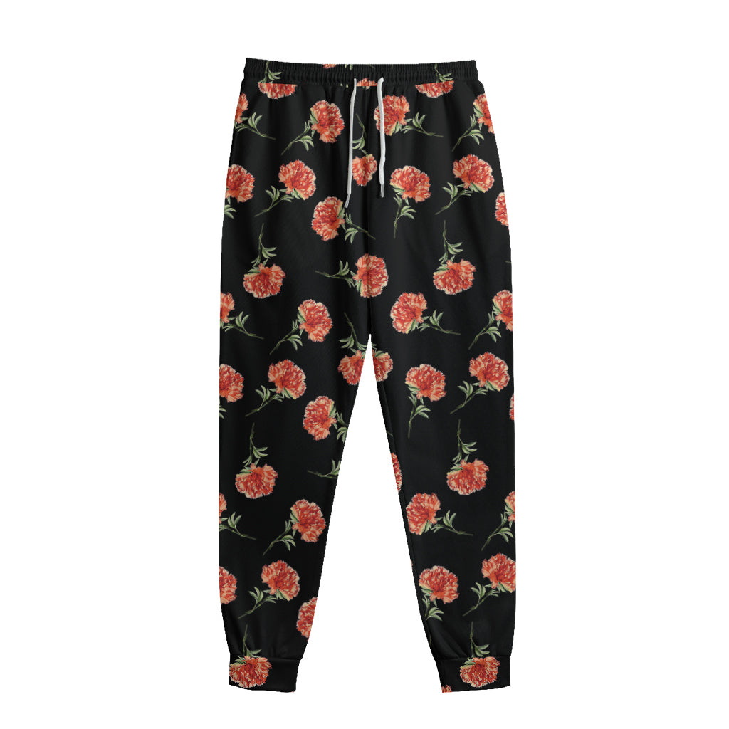 Watercolor Carnation Pattern Print Sweatpants