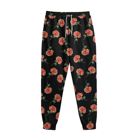 Watercolor Carnation Pattern Print Sweatpants