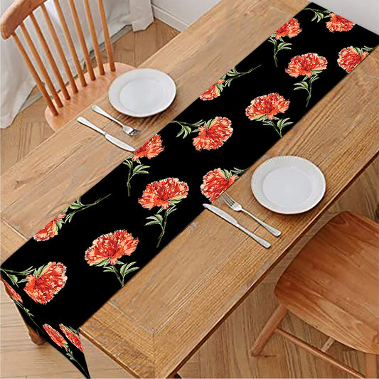 Watercolor Carnation Pattern Print Table Runner