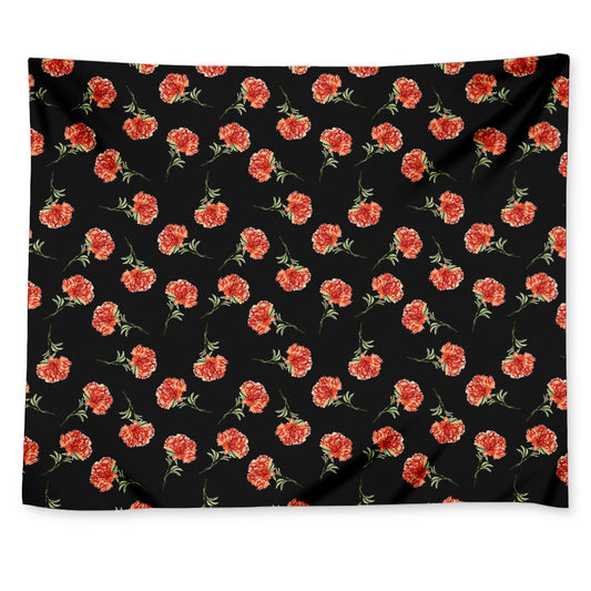 Watercolor Carnation Pattern Print Tapestry