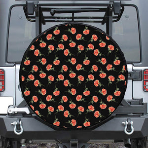 Watercolor Carnation Pattern Print Tire Cover