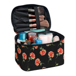 Watercolor Carnation Pattern Print Travel Makeup Bag