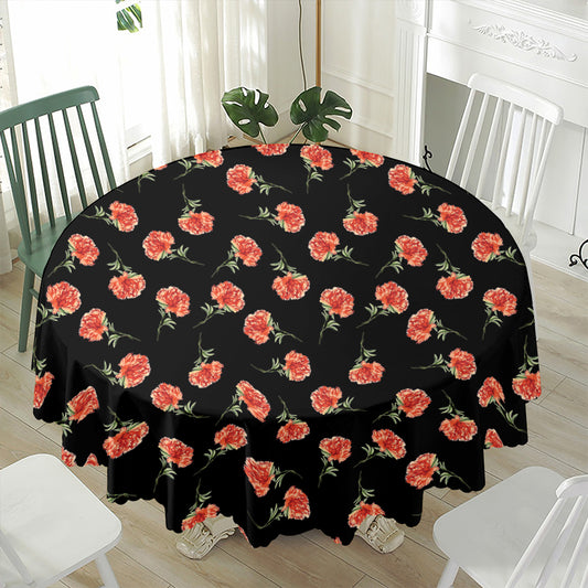 Watercolor Carnation Pattern Print Waterproof Round Tablecloth