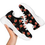 Watercolor Carnation Pattern Print White Chunky Shoes