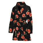 Watercolor Carnation Pattern Print Women's Bathrobe