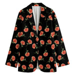 Watercolor Carnation Pattern Print Women's Blazer