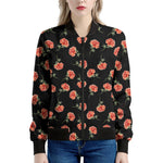 Watercolor Carnation Pattern Print Women's Bomber Jacket