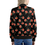 Watercolor Carnation Pattern Print Women's Bomber Jacket