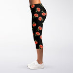 Watercolor Carnation Pattern Print Women's Capri Leggings