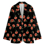 Watercolor Carnation Pattern Print Women's Cotton Blazer