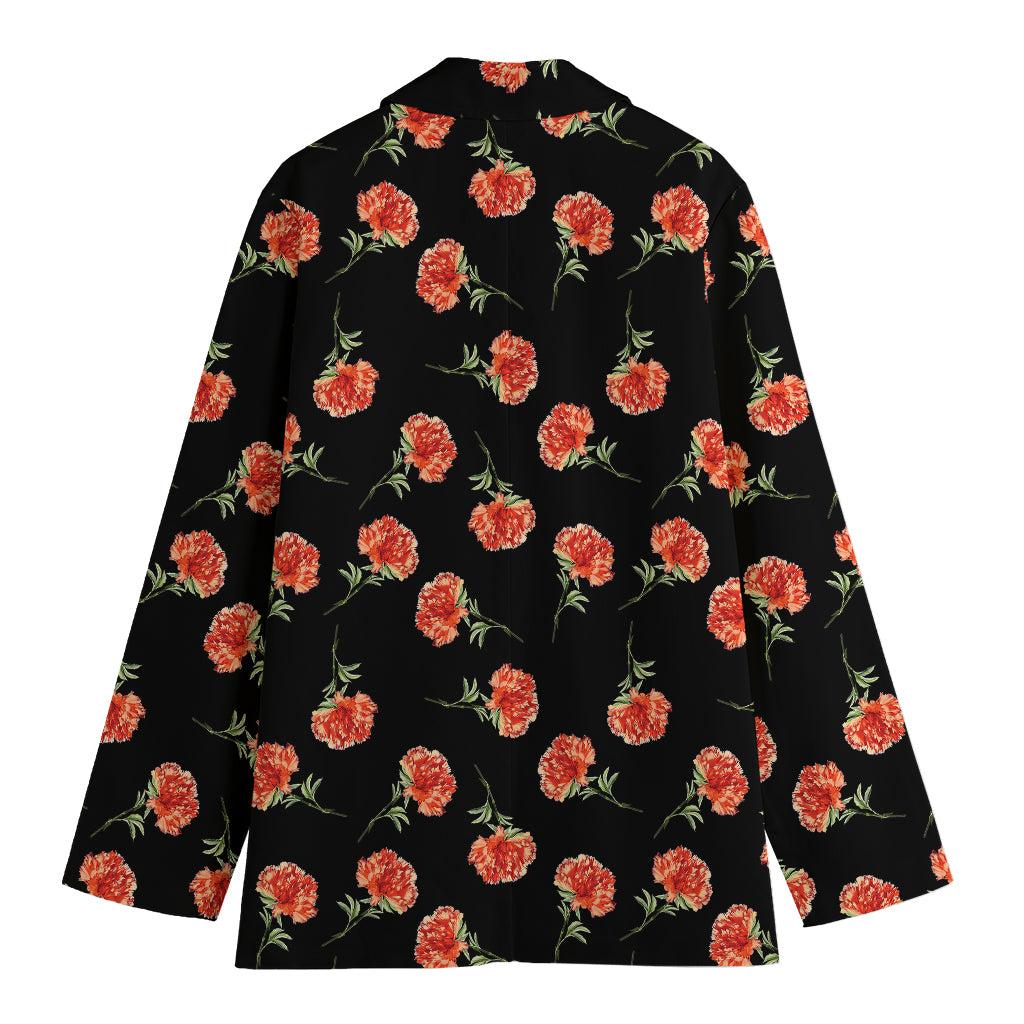 Watercolor Carnation Pattern Print Women's Cotton Blazer