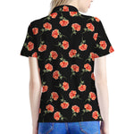 Watercolor Carnation Pattern Print Women's Polo Shirt