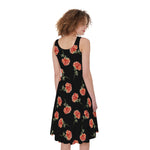 Watercolor Carnation Pattern Print Women's Sleeveless Dress