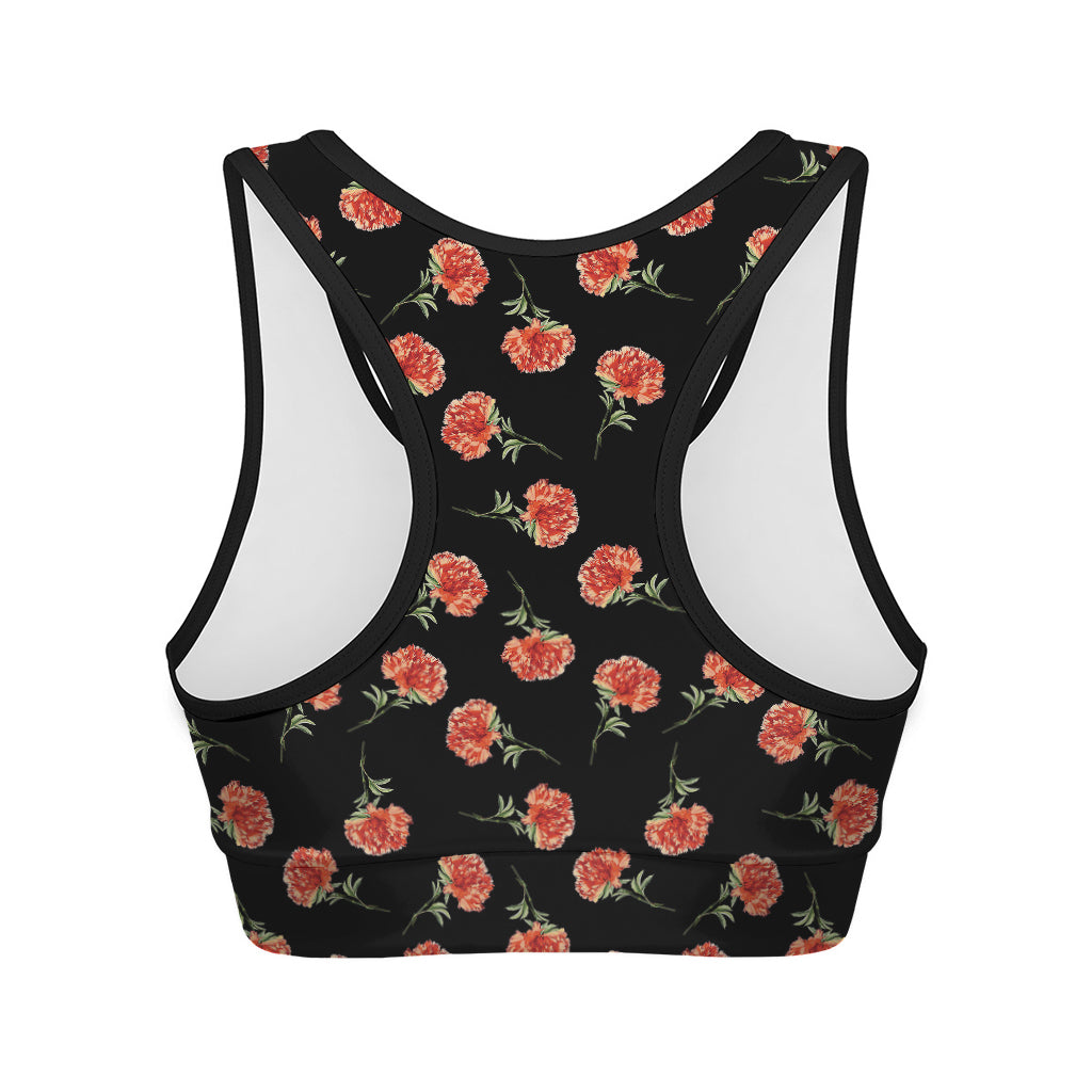Watercolor Carnation Pattern Print Women's Sports Bra
