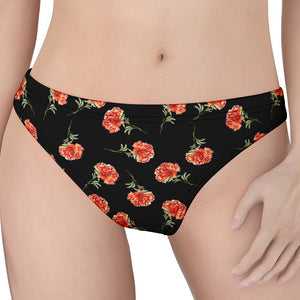 Watercolor Carnation Pattern Print Women's Thong